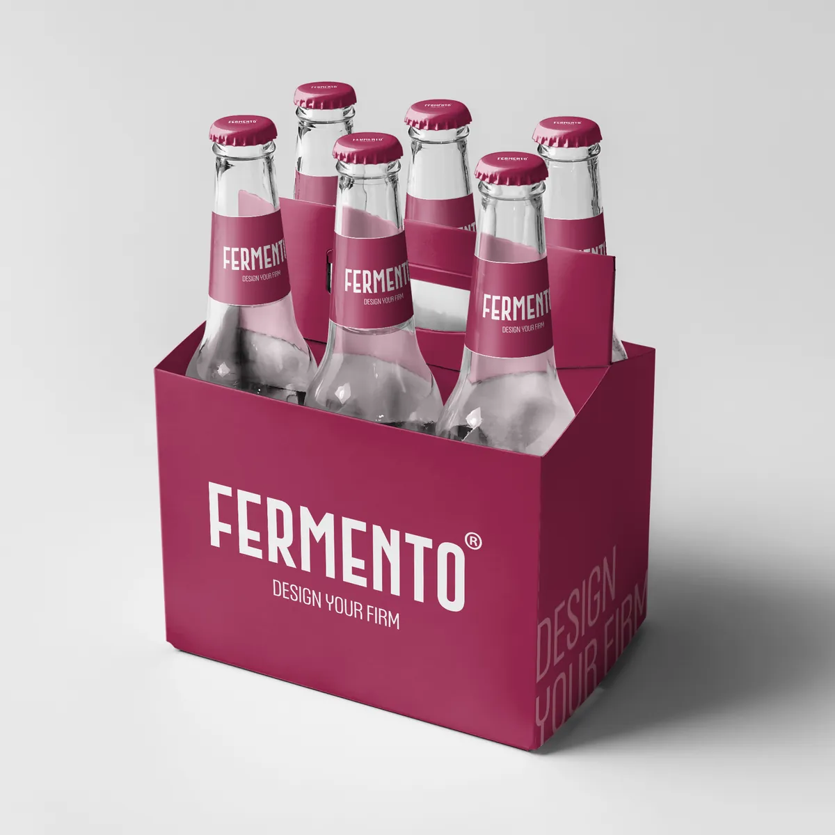Cestello da sei bottiglie col marchio Fermento